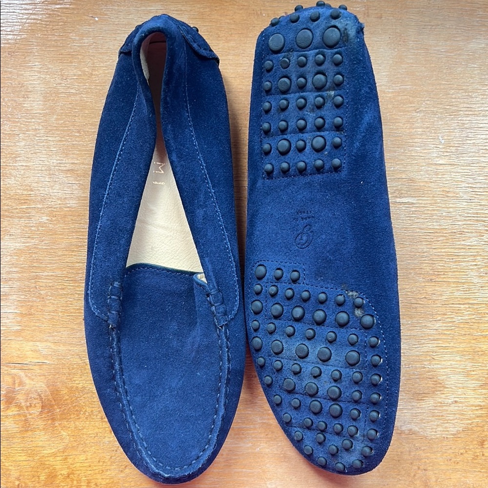 M. Gemi The Felize Suede Navy Blue Suede Loafers
